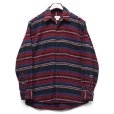 画像1: 【ジェイクルー】【J.CREW】【ポルトガル製】【赤×黒×青】【ボーダー】【フランネルシャツ】【サイズS】<br> (1)
