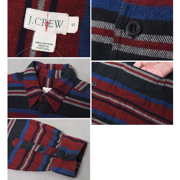 画像2: 【ジェイクルー】【J.CREW】【ポルトガル製】【赤×黒×青】【ボーダー】【フランネルシャツ】【サイズS】 
