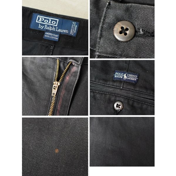 画像2: ビンテージ【ラルフローレン】【Ralph Lauren】【Polo】【ANDREW PANT】【2タック】【チノパンツ】【ブラック】【W34】