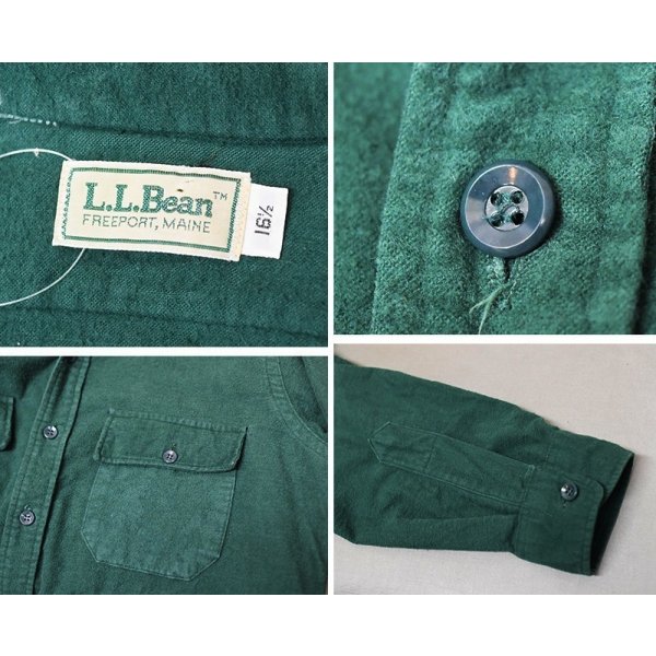 画像2: 【90’s】ビンテージ【エルエルビーン】【L.L.Bean】【緑・グリーン】【シャモアクロスシャツ】【グリーン】【長袖シャツ】【サイズ16 1/2】