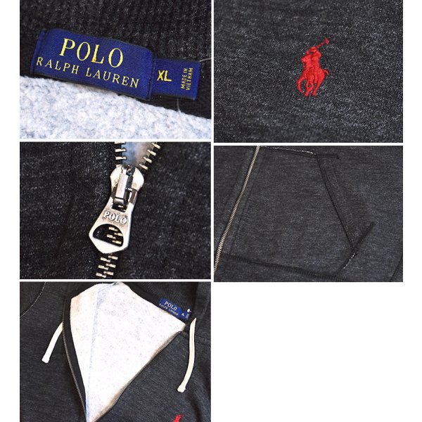 画像2: 【ポロ ラルフローレン】【POLO RALPH LAUREN】【裏起毛】【フルジップパーカー】【ポニー刺繍】【チャコールグレー】【サイズXL】 