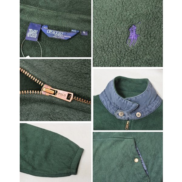 画像2: 【90’s】【USA製】【ビンテージ】【ポロ ラルフローレン】【POLO Ralph Lauren】【フリースブルゾン】【フルジップ】【ダークグリーン】【サイズL】