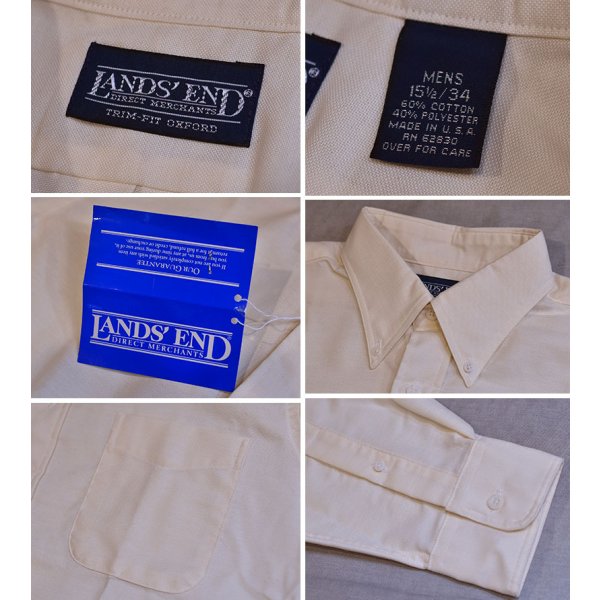 画像2: 【デッドストック】【90’s】【ビンテージ】【USA製】【ランズエンド】【LANDS' END】【無地】【黄色】【オックスフォード】【ボタンダウンシャツ】【サイズ15 1/2-34】 