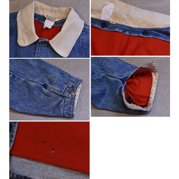 画像3: 【80’s】【ビンテージ】【エルエルビーン】【L.L.Bean】【デニムハンティングジャケット】【コーデュロイ襟】【赤裏地】ライナー付き【サイズL程度】 