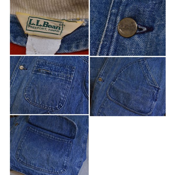画像2: 【80’s】【ビンテージ】【エルエルビーン】【L.L.Bean】【デニムハンティングジャケット】【コーデュロイ襟】【赤裏地】ライナー付き【サイズL程度】 