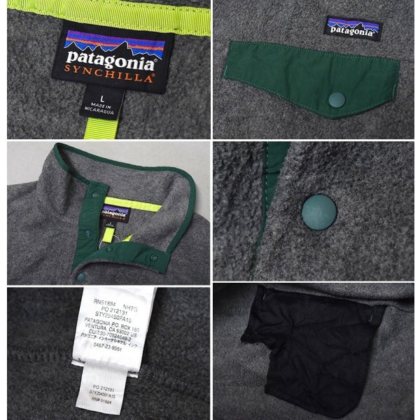 画像2: 【2015年】【パタゴニア】【Patagonia】【シンチラ】【スナップT】【チャコールグレー×緑】プルオーバー【フリース】【サイズL】 