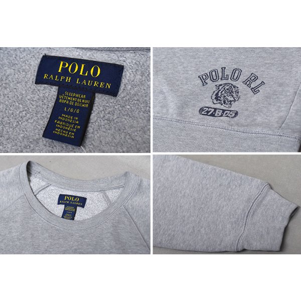 画像2: 【ポロ ラルフローレン】【POLO RALPH LAUREN】【グレー】【ロゴ入り】【ラグランスリーブ】【クルーネックスウェット】【サイズL】 