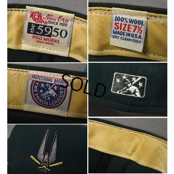 画像2: 【程度良好】【USA製】【ニューエラ】【NEW ERA】【the 5950】【マイナーリーグ】【ウールBBキャップ】【緑】【サイズ7 1/2】 