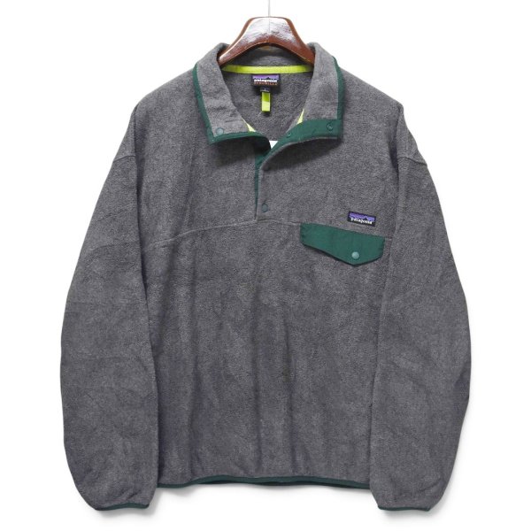 画像1: 【2015年】【パタゴニア】【Patagonia】【シンチラ】【スナップT】【チャコールグレー×緑】プルオーバー【フリース】【サイズL】 