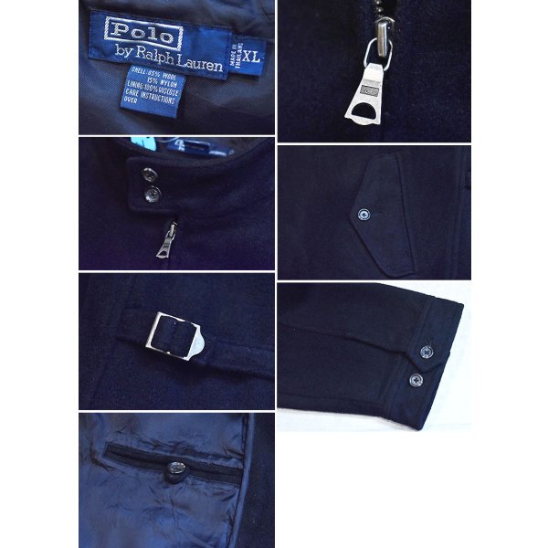 画像2: 【ポロ ラルフローレン】【Polo by Ralph Lauren】【ウールジャケット】【黒】【フルジップ】【スタンドカラー】【サイズXL】 