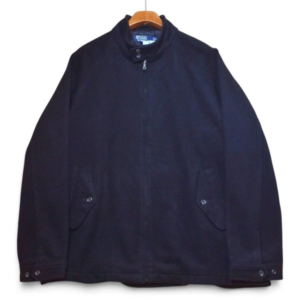 画像1: 【ポロ ラルフローレン】【Polo by Ralph Lauren】【ウールジャケット】【黒】【フルジップ】【スタンドカラー】【サイズXL】 