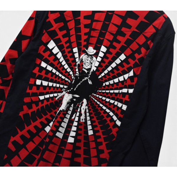 画像6: 【ラングラー】【Wrangler】【黒×赤】【カウボーイグラフィック】【ロデオ】【ウエスタンシャツ】【サイズL程度】 