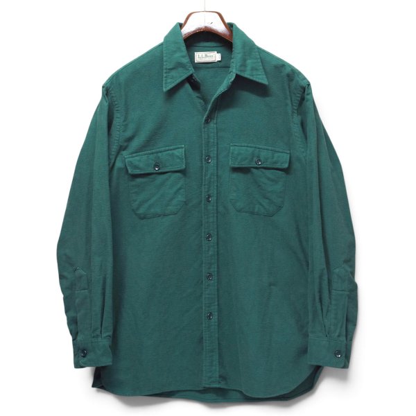 画像1: 【90’s】ビンテージ【エルエルビーン】【L.L.Bean】【緑】【シャモアクロスシャツ】【サイズ16 1/2】 