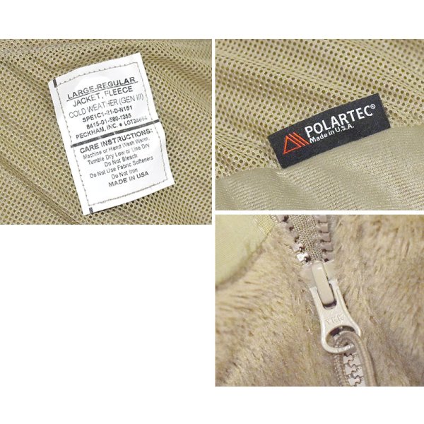 画像2: 【ほぼ未使用】【USA製】【米軍】【ECWCS GEN3】【LEVEL3】【POLARTEC】【ポーラテック】【タンカラー】【フリースジャケット】【サイズL-R】