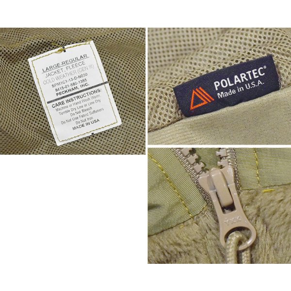 画像2: 【程度良好】【USA製】【米軍】【ECWCS GEN3】【LEVEL3】【POLARTEC】【ポーラテック】【タンカラー】【フリースジャケット】【サイズL-R】