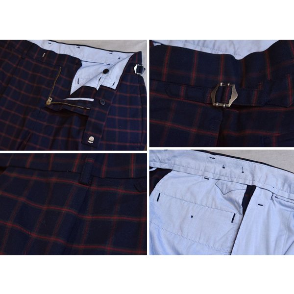 画像3: 【ブルックスブラザーズ】【Brooks Brothers】【紺×赤チェック】【1タック】【スラックス】【サイドアジャスター】【W34】 