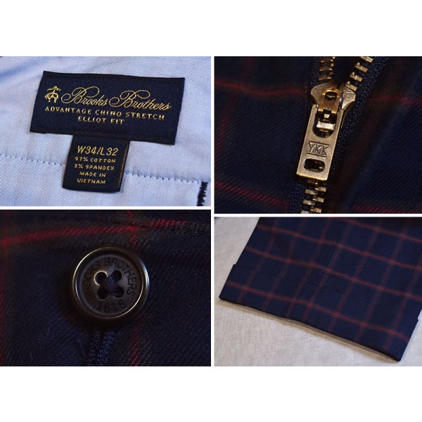 画像2: 【ブルックスブラザーズ】【Brooks Brothers】【紺×赤チェック】【1タック】【スラックス】【サイドアジャスター】【W34】 