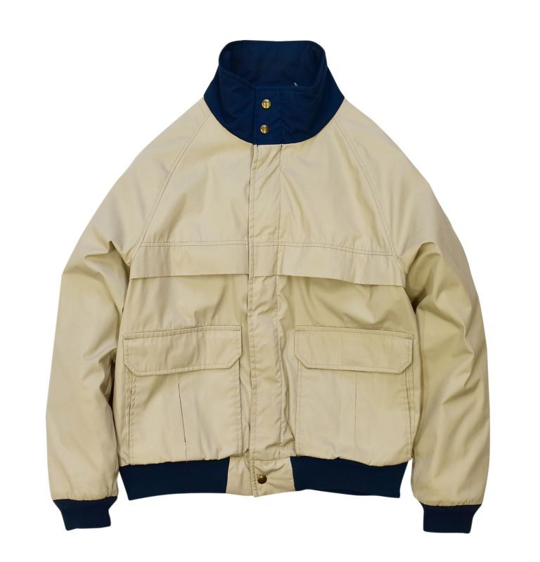 程度良好!!【ビンテージ】【ウールリッチ】【Woolrich】【ベージュ×紺】【ジップアップジャケット】【ブルゾン】【サイズL】 八千代の古着屋