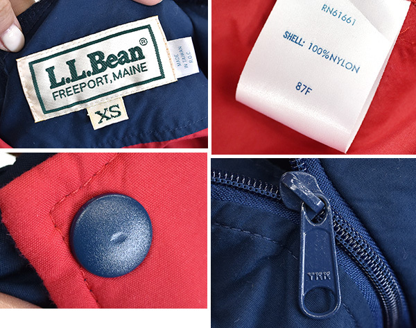 【ビンテージ】【L.L.Bean】【LLビーン】【赤×紺】【ハーフジップ】【プルオーバージャケット】アノラックパーカー【サイズXS】 八千代の古着屋