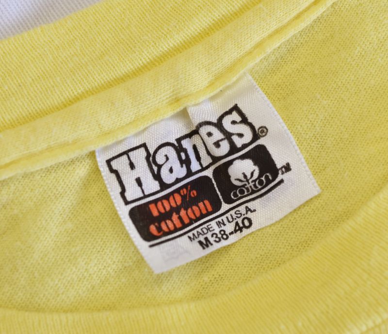 【USA製】80’s【ビンテージ】ヘインズ【Hane's】黄色【hang loose】【Tシャツ】【サイズM】 千葉県八千代市勝田台の古着屋