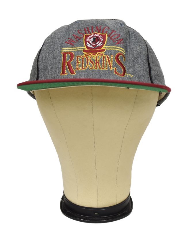 90's【USA製】ビンテージ【ワシントンレッドスキンズ】【インディアン】【Washington】【グレー×エンジ】【ウールキャップ