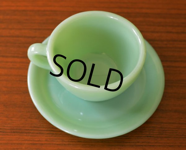 画像3: Fire king【アンティーク】【ビンテージ】【ファイヤーキング】【エキストラヘビー】【カップ&ソーサー】【ジェダイ】【ジェード】【レストランウェア】  (3)