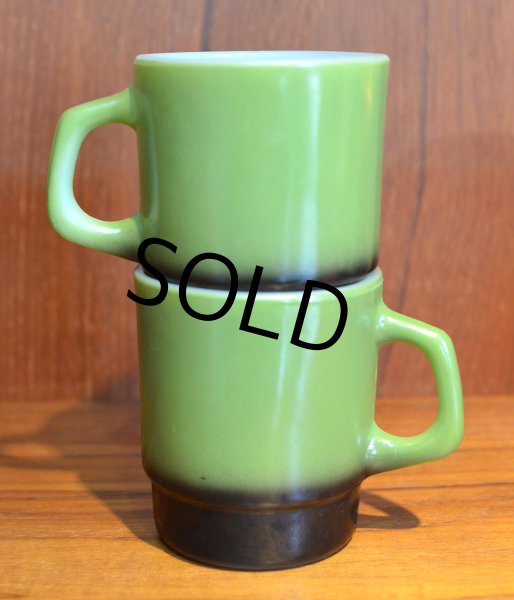 画像4: Fire King★【ファイヤーキング】【スタッキングマグ】【緑×黒】【マグカップ】  (4)