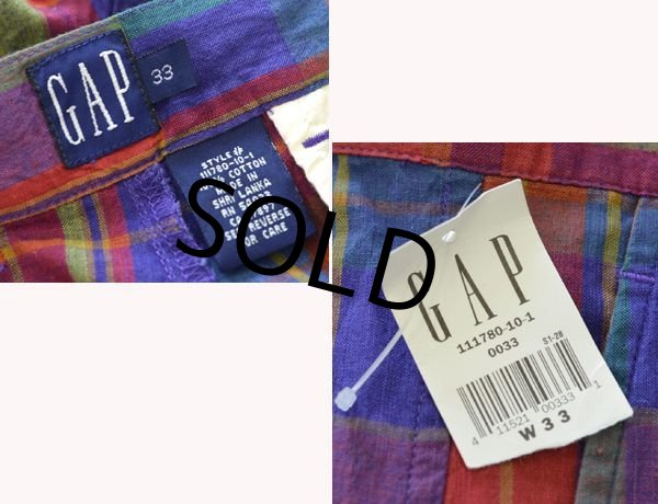 画像2: 90's 新品 デッドストック【ビンテージ】【オールドＧＡＰ】ギャップ【マドラスチェック】ショートパンツ【W33】  (2)