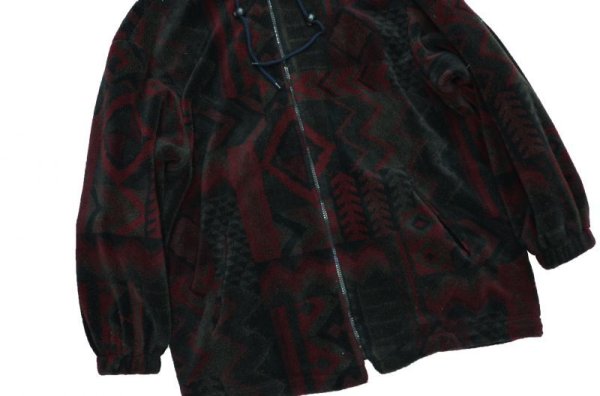 画像3: 【ビンテージ】ネイティブ柄【フェイクファージャケット】【ブルゾン】ジップアップパーカー【サイズS】  (3)