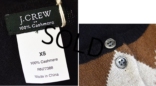 画像2: 【J.crew】【Jクルー】【カシミア100%】【アーガイルカーディガン】【レディース古着】【サイズXS】  (2)