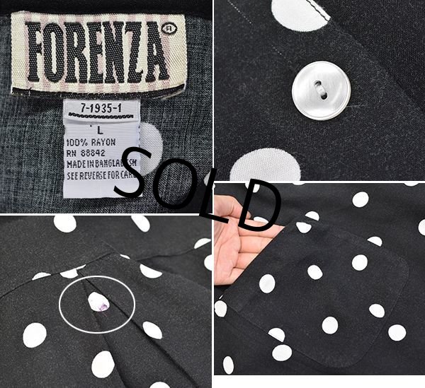 画像2: 90's ビンテージ【FORENZA】黒×白 【レーヨンシャツ】レディース古着【水玉シャツ】【サイズＬ】  (2)