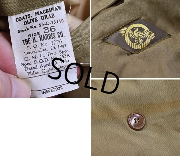 画像2: ほぼ未使用!! 40's【ビンテージ】【米軍実物】【マッキノーコート】【ジープコート】【サイズ36】  (2)