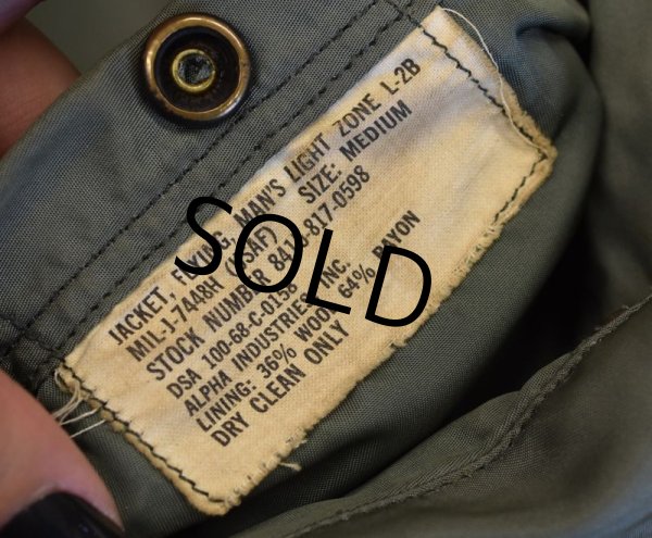 画像2: 60's【米軍実物】ビンテージ【フライトJKT】  7448H【アルファ製】【L-2B】【サイズM】  (2)