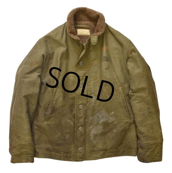 画像4: 50's【ビンテージ】【米軍実物】【U.S.NAVY】【N-1】【ステンシル入り】【デッキジャケット】【Ｎ１】【US40程度】  (4)