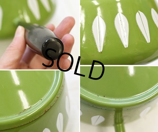 画像2: 【北欧】【ノルウェー】【キャサリンホルム】【グリーン】【ロータス柄】【ホーロー】【フォンデュパン 】  (2)