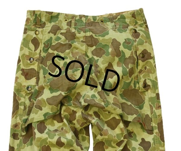 画像6: 40's【ビンテージ】【米軍実物】【USMC】【P-1944】【1st type】【ダックハンターカモパンツ】【フロッグスキン】【HBTパンツ】【W30程度】  (6)