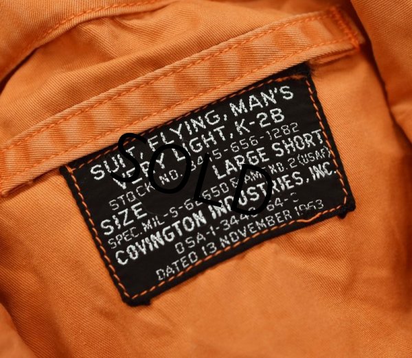 画像2: 60's【ビンテージ】【米軍実物】【UASF】【K-2B】【MIL-S-6265D】【フライトスーツ】オレンジ【オールインワン】【つなぎ】【LARGE-SHORT】  (2)