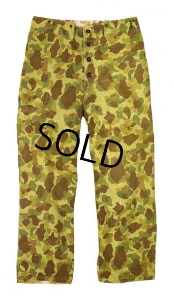 画像2: 40's【ビンテージ】【米軍実物】【USMC】【P-1944】【2nd type】【ダックハンターカモパンツ】【フロッグスキン】【HBTパンツ】【W32】  (2)