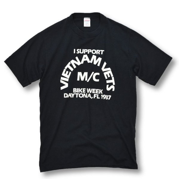 画像1: 80's【USA製】【ビンテージ】【黒【VIETNAM VETS】【モーターサイクル】【Tシャツ】【サイズＭ】  (1)