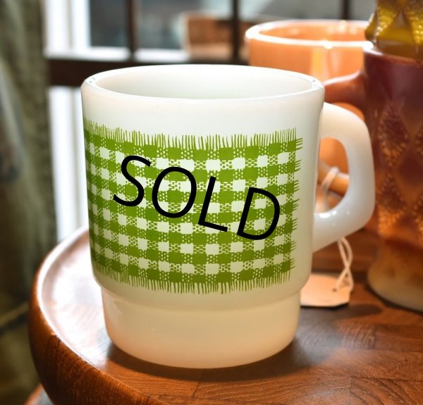 画像4: 【Fire King】【ファイヤーキング】【緑】【タータンチェック】【スタッキング】【マグカップ】  (4)