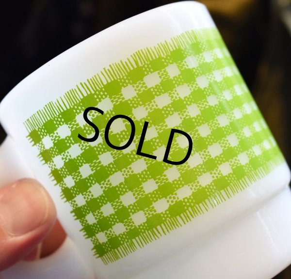 画像3: 【Fire King】【ファイヤーキング】【緑】【タータンチェック】【スタッキング】【マグカップ】  (3)
