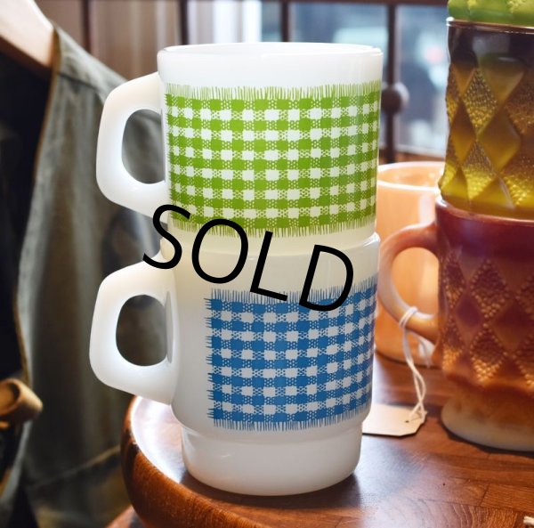画像6: 【Fire King】【ファイヤーキング】【青】【タータンチェック】【スタッキング】【マグカップ】  (6)