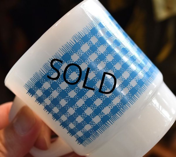 画像4: 【Fire King】【ファイヤーキング】【青】【タータンチェック】【スタッキング】【マグカップ】  (4)