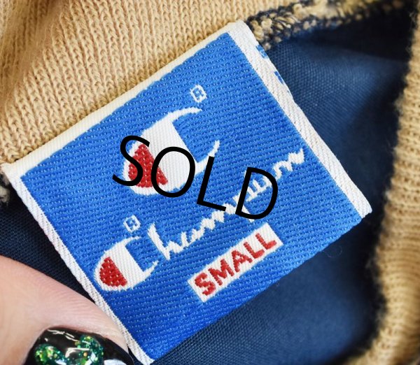 画像2: 90's【ビンテージ】USA製 チャンピオン【BELMONT HILL】【紺×ベージュ】【ジップアップブルゾン】【サイズＳ】 (2)