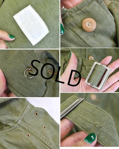 画像2: 【ビンテージ】【イギリス軍】グリーンデニム【バトルドレスジャケット】【チェンジボタン】【ブリティッシュアーミー】  (2)