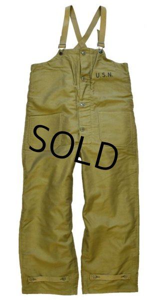 画像2: 40's【デッドストック】【米軍実物】【U.S.NAVY】【デッキパンツ】【オーバーオール】【サイズM】  (2)