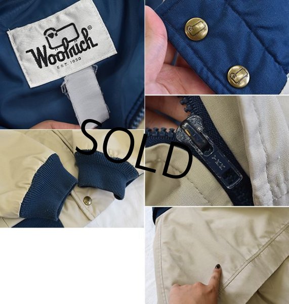 画像2: 程度良好!!【ビンテージ】【ウールリッチ】【Woolrich】【ベージュ×紺】【ジップアップジャケット】【ブルゾン】【サイズL】  (2)