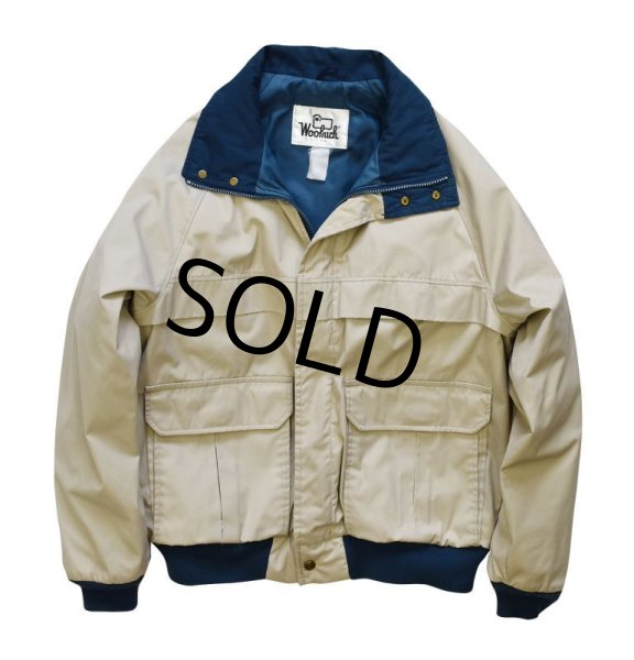 画像4: 程度良好!!【ビンテージ】【ウールリッチ】【Woolrich】【ベージュ×紺】【ジップアップジャケット】【ブルゾン】【サイズL】  (4)