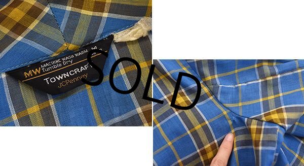 画像2: 【ビンテージ】【タウンクラフト】青【チェック柄】【ローブ】【ガウン】 【サイズM】  (2)