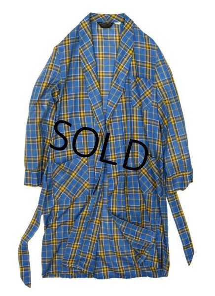 画像4: 【ビンテージ】【タウンクラフト】青【チェック柄】【ローブ】【ガウン】 【サイズM】  (4)